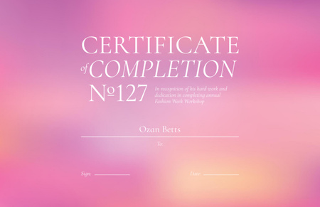 Plantilla de diseño de Finalización del curso de moda Certificate 5.5x8.5in 