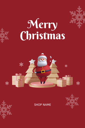 Christmas Festive Cheers with Stylized Trees and Santa Postcard 4x6in Vertical Modelo de Design