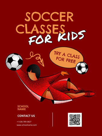 Soccer Classes for Kids Ad Poster USデザインテンプレート