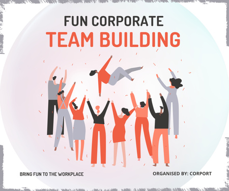 Team Building with Happy Colleagues Facebook Design Template