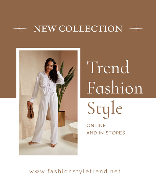 Szablon projektu New Collection of Clothes with Stylish Woman Instagram Post Vertical