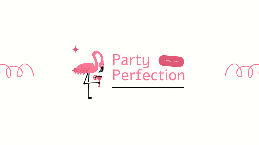 Designvorlage Party Event Planning Services with Pink Flamingo Illustration für Youtube