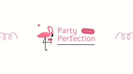Designvorlage Party-Event-Planungsdienste mit rosa Flamingo-Illustration für Youtube