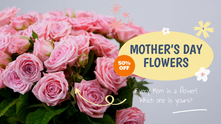 Mother's Day Flowers And Roses Bouquet With Discount Full HD video Design Template