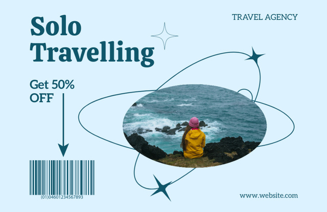 Solo Travel Tours Thank You Card 5.5x8.5in Modelo de Design
