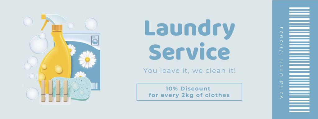 Modèle de visuel Offer of Laundry Services with Detergents - Coupon