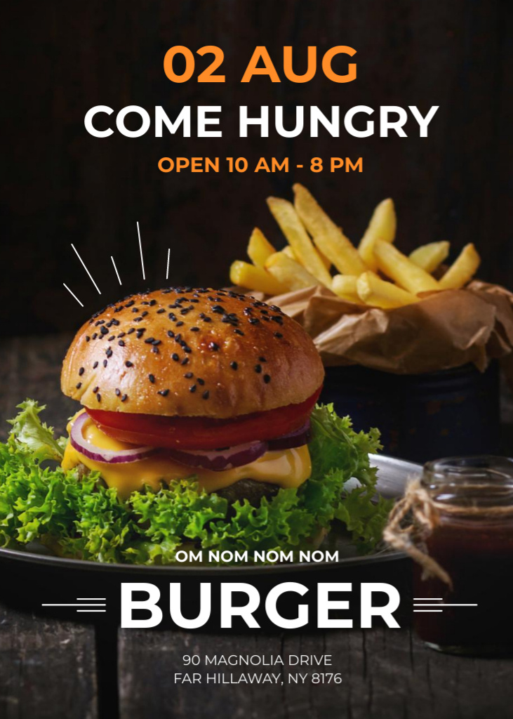 Fast Food Offer with Tasty Burger Invitationデザインテンプレート