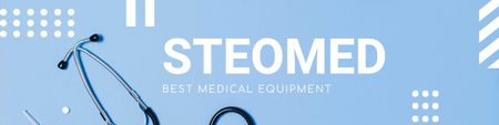 Medical Equipment Ad with Stethoscope LinkedIn Cover Design Template