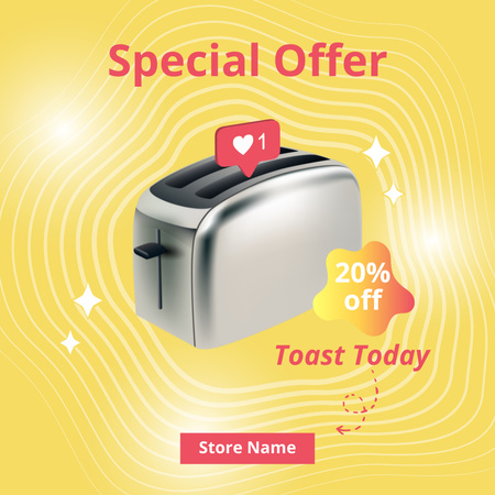 Специальное предложение со скидкой на тостер для хлеба Instagram – шаблон для дизайна