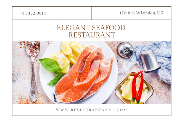 Elegant Seafood Restaurant Offer Postcard 4x6in Design Template