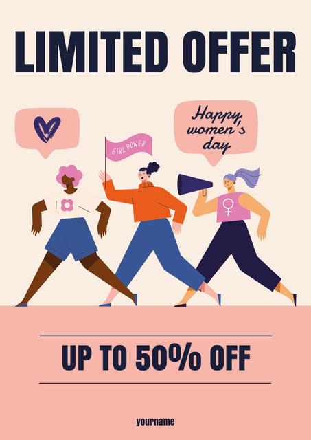 Ontwerpsjabloon van Poster van Discount on Limited Offer on Women's Day