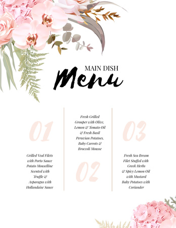 Restaurant Main Dish list Menu 8.5x11in Design Template