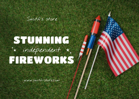 USA Independence Day Fireworks Sale Postcard 5x7in tervezősablon