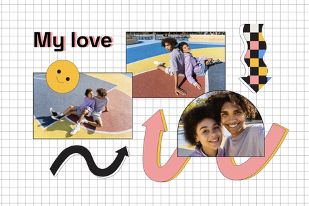 Beautiful Love Story with Cute Couple Mood Board Modelo de Design