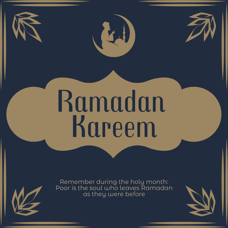 Inspirational Greeting on Ramadan Month with Praying Man Instagram Design Template