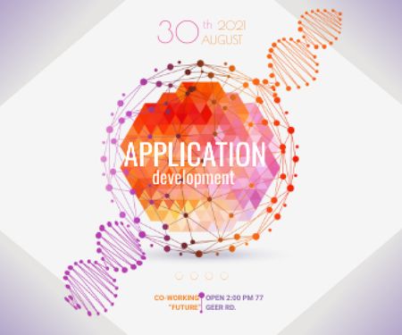 Designvorlage Application development event announcement für Large Rectangle