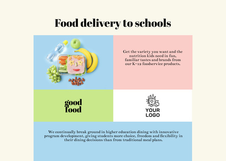 Modèle de visuel Annonce de livraison de nourriture scolaire - Flyer A6 Horizontal