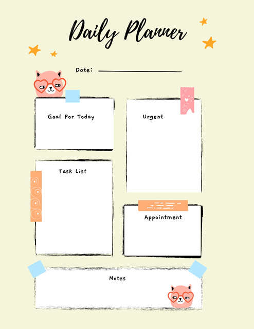 Template di design Daily Notes with Cute Cartoon Alpacas Notepad 8.5x11in
