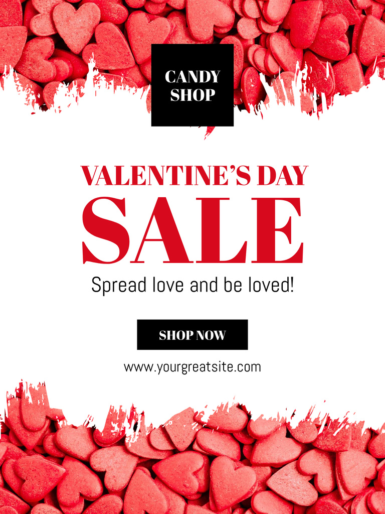 Special Sale on Valentine's Day with Red Hearts Poster US Design Template