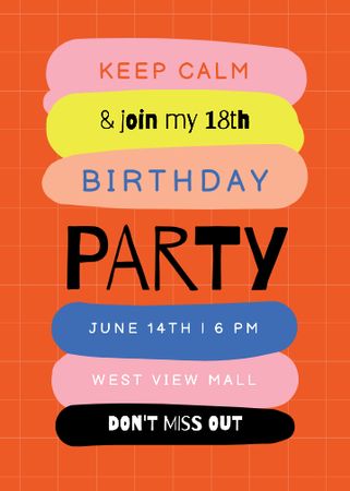Birthday Party Announcement with Colorful Blots Invitation Design Template