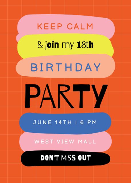 Platilla de diseño Birthday Party Announcement with Colorful Blots Invitation