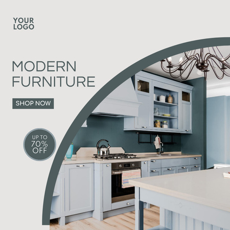 Grey Blue Modern Furniture Promotion Instagram Design Template