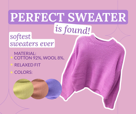 Fashion Ad with Stylish Pink Sweater Facebook Design Template