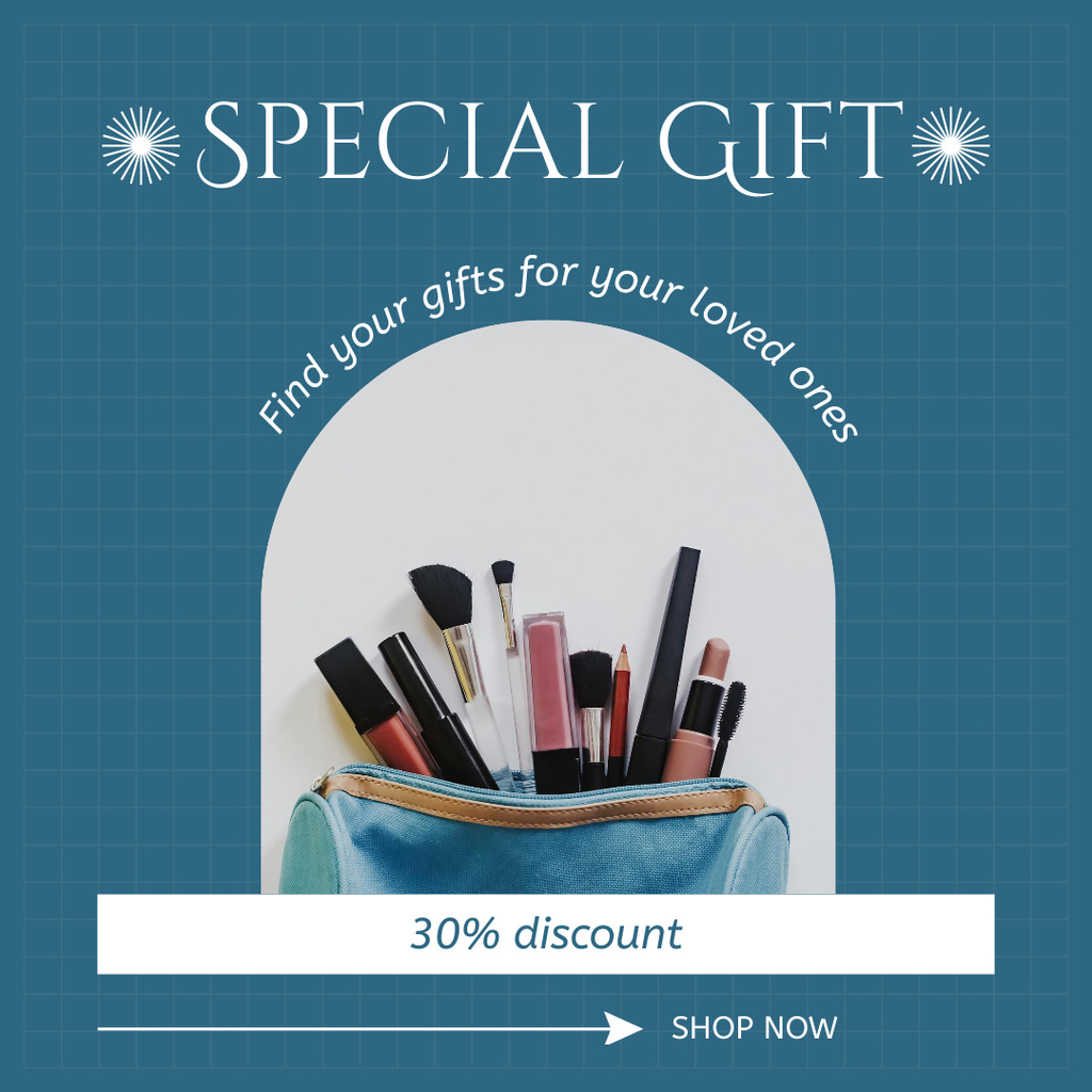Special Gift of Cosmetics Set Blue Instagram – шаблон для дизайна