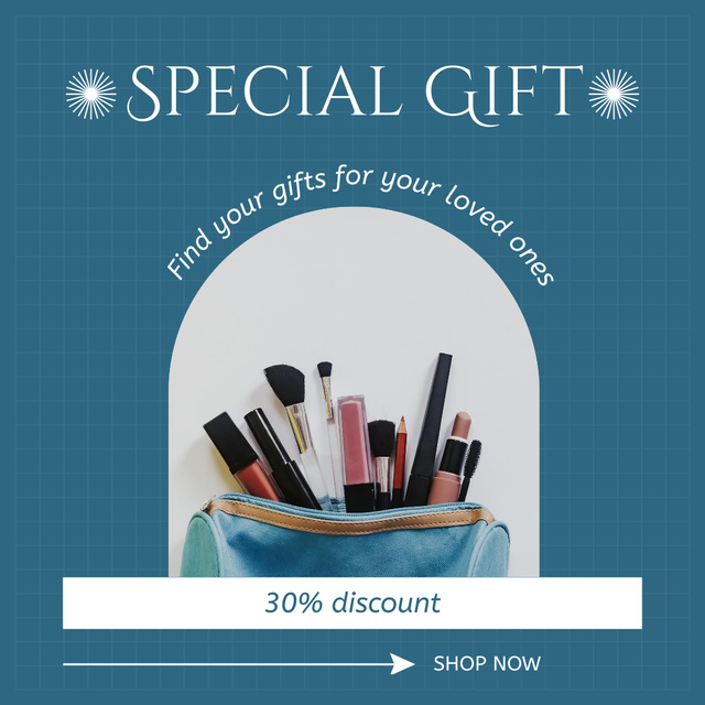 Special Gift of Cosmetics Set Blue Instagramデザインテンプレート