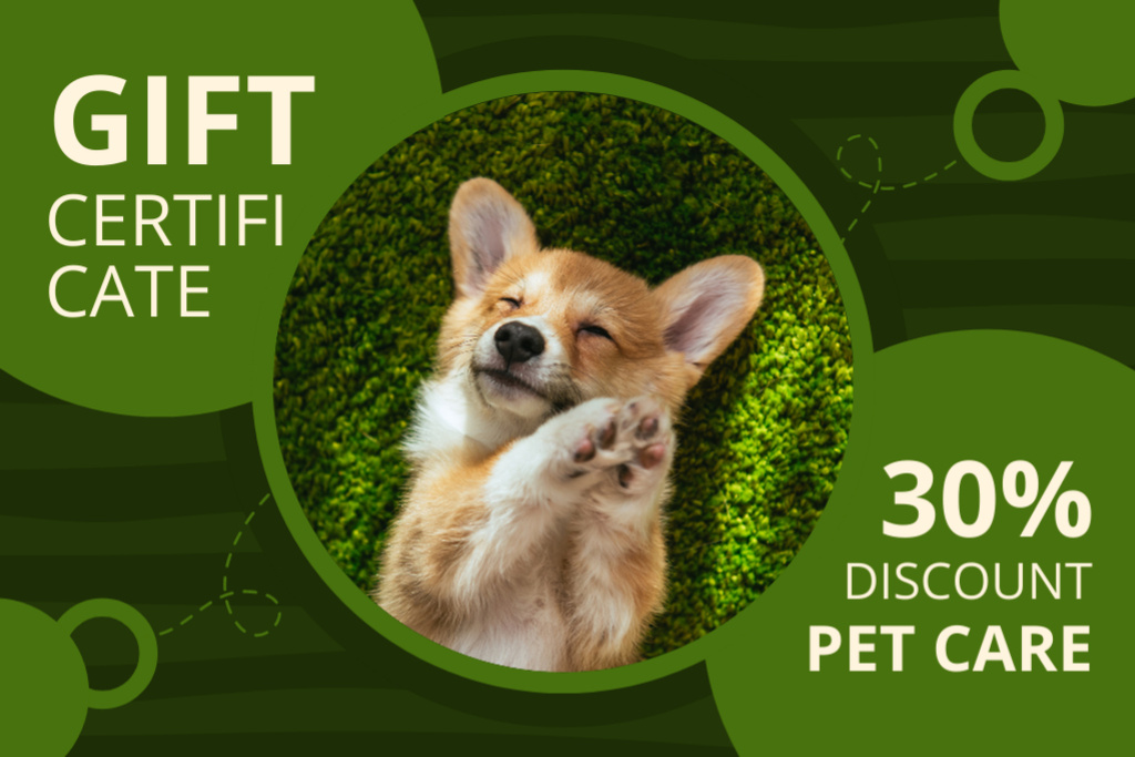 Plantilla de diseño de Cute Dog on Animal Care Services Gift Certificate 
