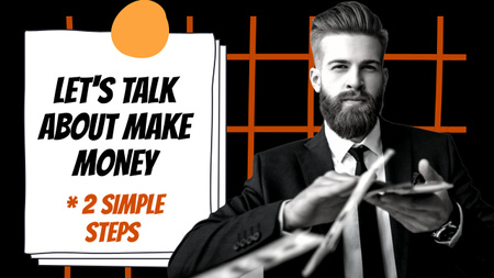 Money Talk with Confident Businessman Youtube Thumbnail Design Template