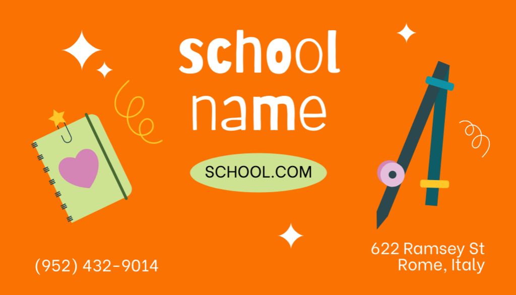 School Contact Details Business Card US – шаблон для дизайну