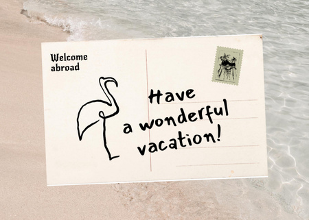 Plantilla de diseño de Vacation Greeting Envelope with Flamingo Postcard 5x7in 