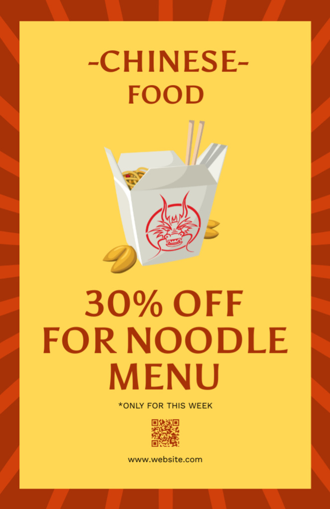 Noodle Menu Discount Announcement Recipe Card Modelo de Design