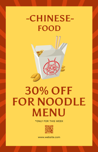 Ontwerpsjabloon van Recipe Card van Noodle Menu Discount Announcement