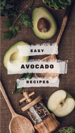 Avocado Recipes with Wooden Spoons and Spices Instagram Video Story Design Template