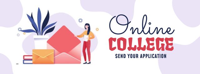 Online College Apply Announcement with Illustration Facebook Video cover tervezősablon