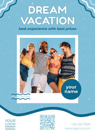Dream Vacation with Friends Poster Design Template