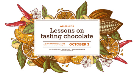 Cocoa Beans and Citruses Frame FB event cover Design Template
