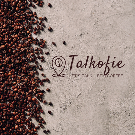 Ontwerpsjabloon van Logo van Top Coffeeshop-advertentie met koffiebonen