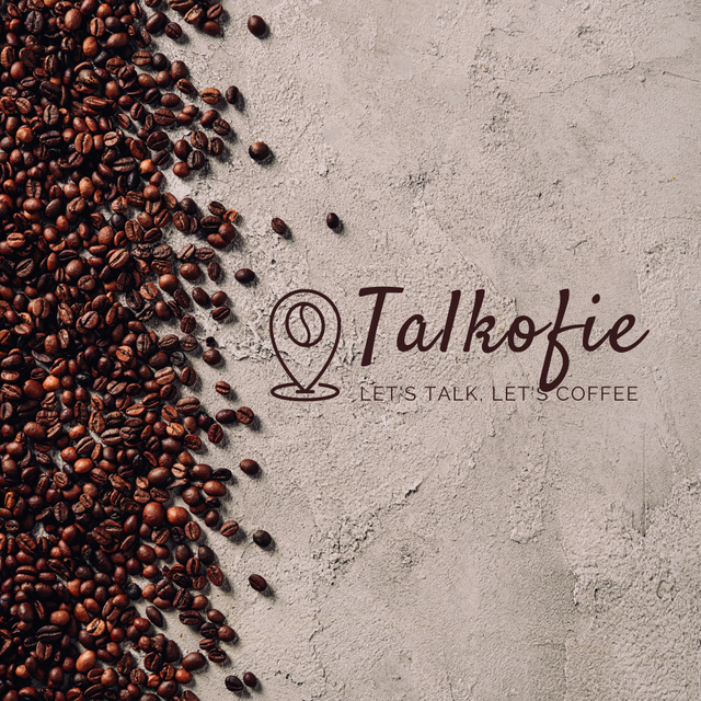 Top Coffee Shop Ad with Coffee Beans Logo Design Template