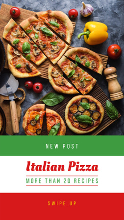 Designvorlage pizza leckere scheiben für Instagram Story