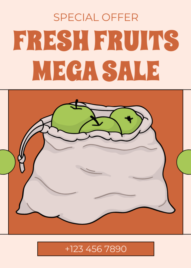 Illustrated Sack Of Apples Sale Offer Flayer – шаблон для дизайну