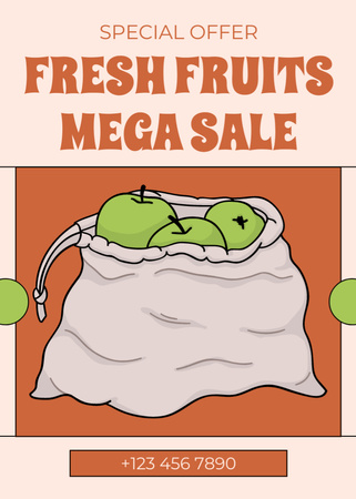 Illustrated Sack Of Apples Sale Offer Flayer Design Template