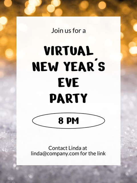 Designvorlage Virtual New Year Party Event Announcement on Glitter für Poster 36x48in