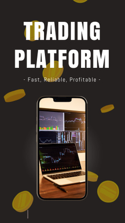 Stock Trading Platform App Promo for Modern Smartphones Instagram Video Story Design Template