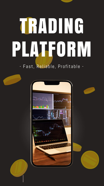 Stock Trading Platform App Promo for Modern Smartphones Instagram Video Story tervezősablon
