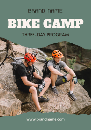 Plantilla de diseño de Impresionante campamento de bicicletas con programa para varios días. Poster 28x40in 