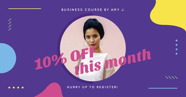 Business Course Offer with Attractive Woman Facebook AD Design Template