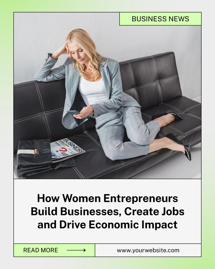 Article on Creating Business by Women Entrepreneurs Instagram Post Vertical Modelo de Design